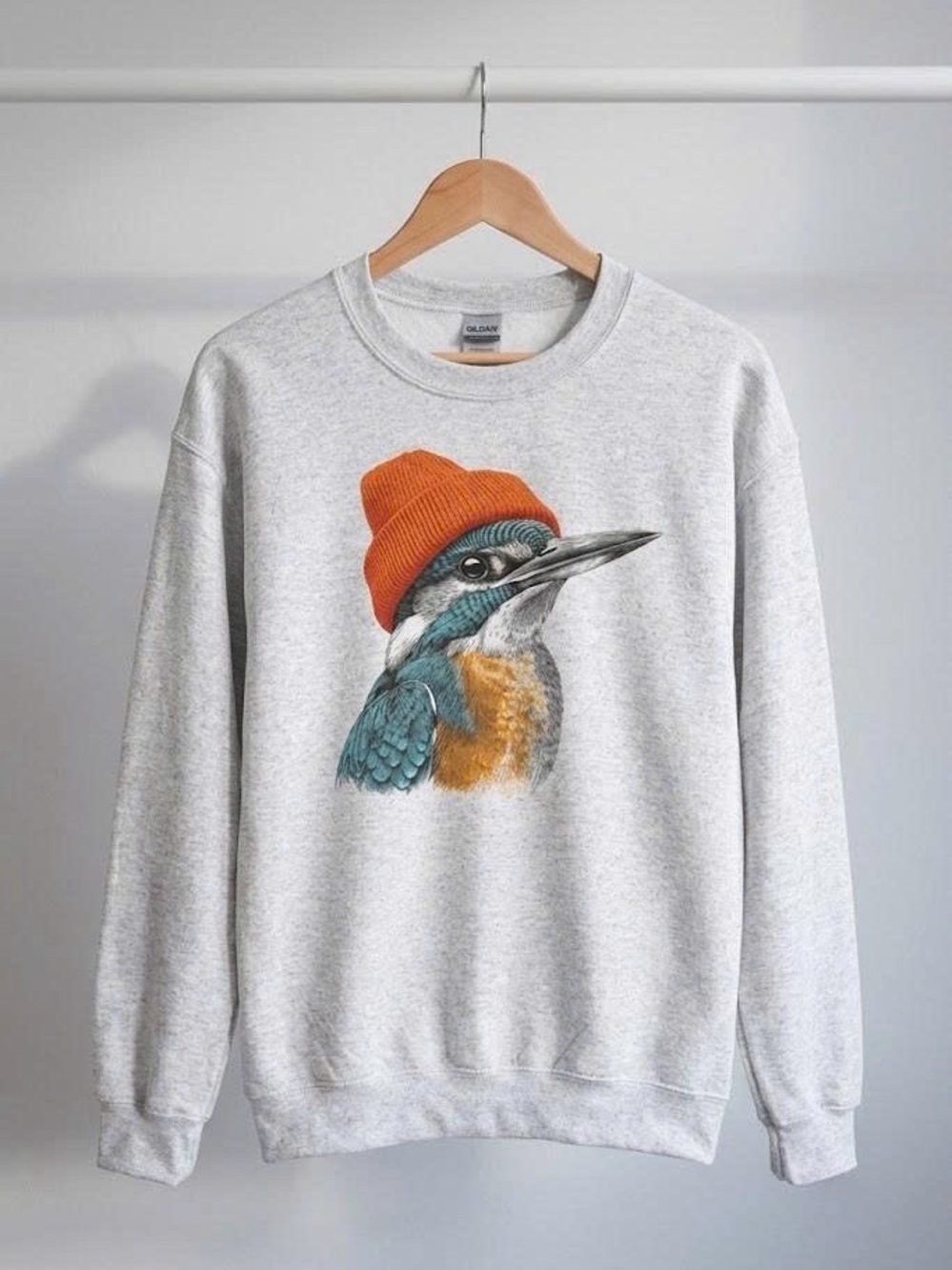 Cool Bird Lover Graphic Sweatshirt Kingfisher Animal Pullover Crewneck